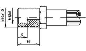 RACORERÍA DE FRENO 0021162BB - RACOR FRENO HEMBRA M12X1,00 EXTERIOR M16X1,50 L=19MM