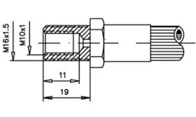 RACORERÍA DE FRENO 0021184BB - RACOR FRENO HEMBRA M10X1,00 EXTERIOR M16X1,50 CONCAVO L=19MM