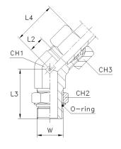 CAST RACORERIA & TUBERIA 106610 - CODO 45º ORIENTABLE MF UNF 1"1/16-TUBO 22L